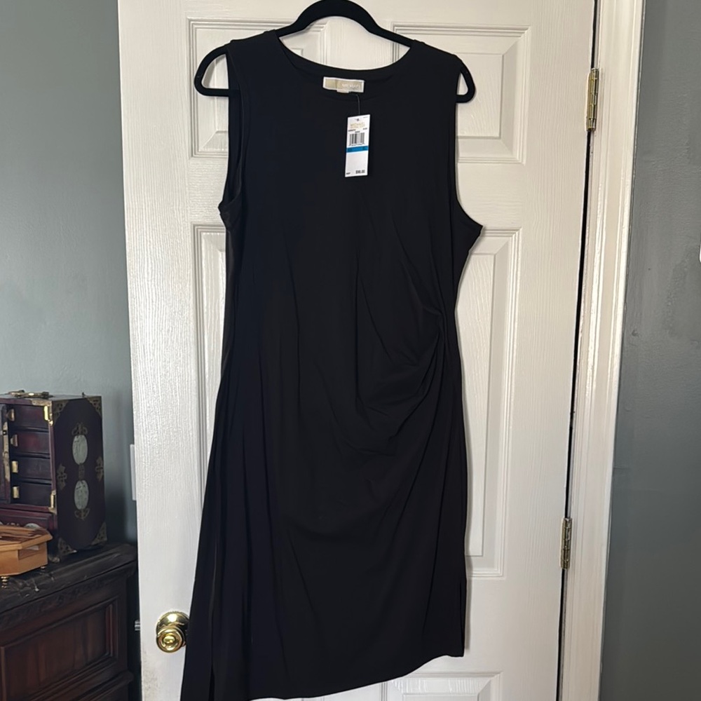 MICHAEL Michael Kors Black Sleeveless Sheath Midi Dress